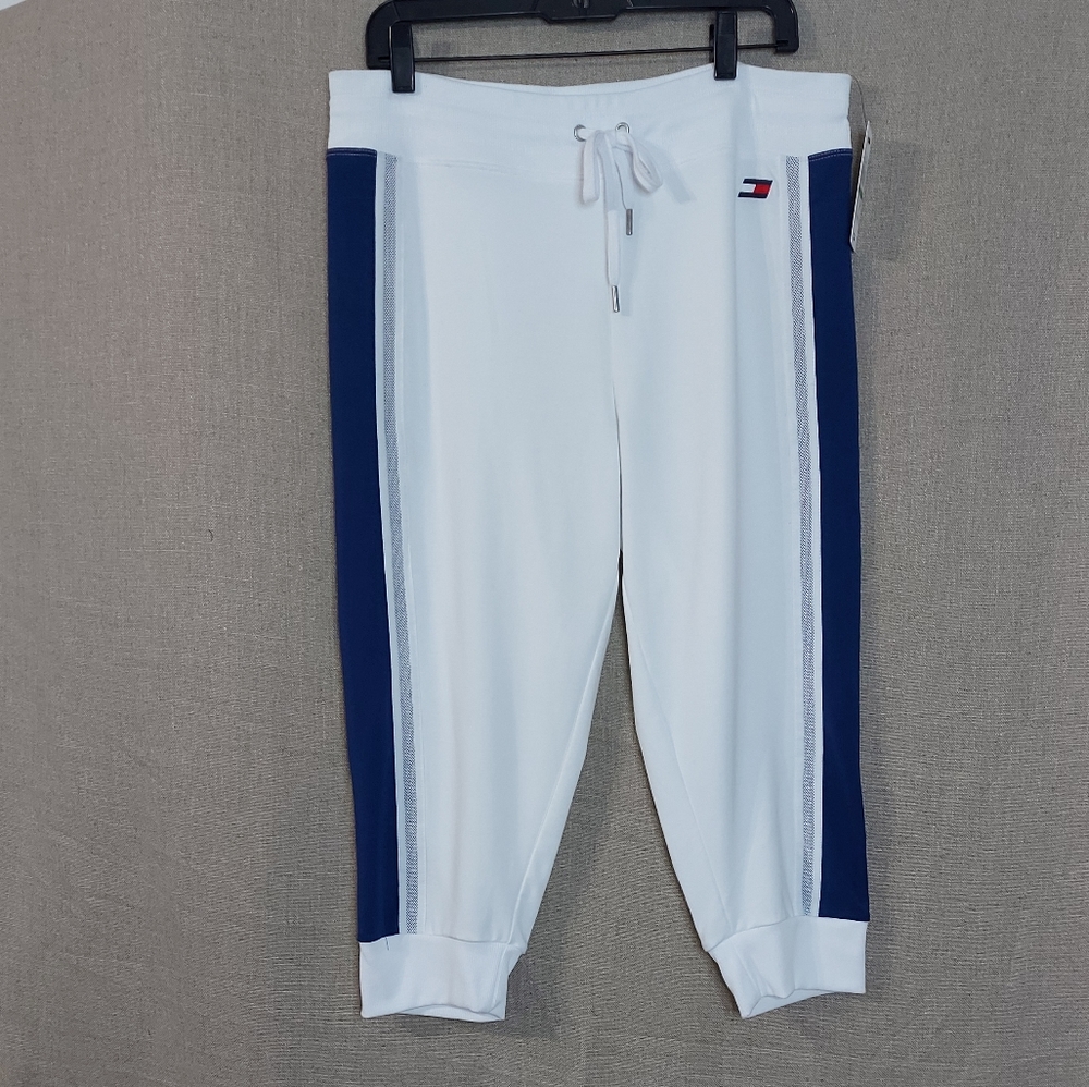 Tommy hilfiger joggers size large color white, blue
